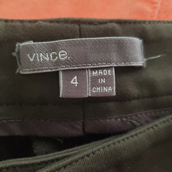 VINCE 4 Ponte Knit Ankle Skinny Pant Zippered hip pockets Dark Army Green - Picture 3 of 6